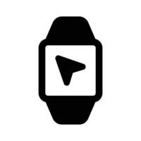 Navigation arrow inside smartwatch denoting concept icon of smartwatch vector