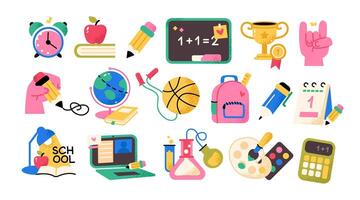 School and office supplies. Stationery icon set. Back to school. vector