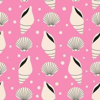 Seashells seamless pattern in vibrant colors. Summer pattern of sea scallop for wrapping paper, wallpaper, notebook cover. vector