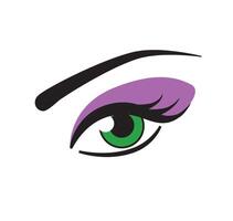 Green eyes with purple shadow. Eyeshadow placement scheme vector