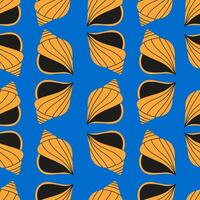 conchas marinas sin costura modelo en vibrante colores. verano modelo de mar Vieira para envase papel, fondo de pantalla, cuaderno cubrir. vector