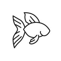 Goldfish line icon design. Fish carp outline symbol for web. Aquarium sign isolated on white background vector