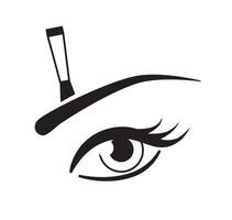 Eye icon with eyebrow brush. Brow makeup applying scheme vector