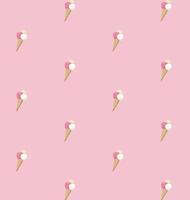 Ice Cream cone pink pattern for textile or wrapping paper. Sweet cold summer snack drawing vector