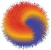 a colorful ball with a red, blue and yellow fur vector