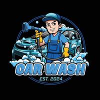 Character of a car washer, for logo and mascot design vector