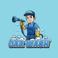 Character of a car washer, for logo and mascot design vector