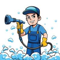 Character of a car washer, for logo and mascot design vector