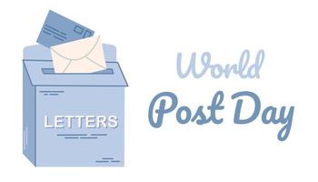 World Post Day horizontal banner. Hand drawn illustration of vintage mailbox. vector