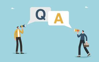 Men under speech bubbles with Q and A vector