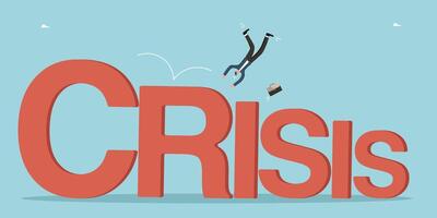 Man falls from the word crisis vector