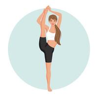 Girl doing a vertical twine, stretching. vector