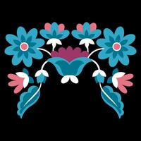 Bright Mexican embroidery on a black background vector