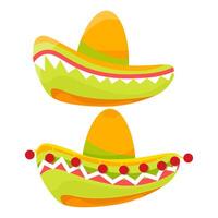 Mexican yellow green sombrero vector