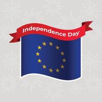 European Union Wavy Flag Independence Day Banner Background vector