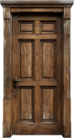 Rustic Wooden Door with Metal Ring Handle. png