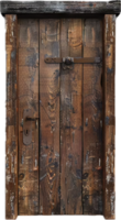 rústico de madera puerta con metal anillo manejar. png