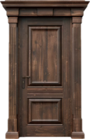 Rustic Wooden Door with Metal Ring Handle. png