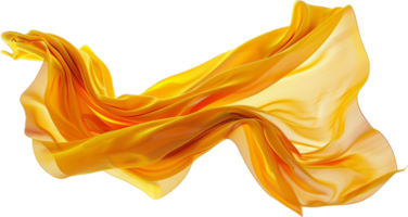 Flowing Yellow Silk Fabric in Motion. png