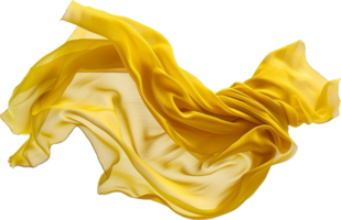 Flowing Yellow Silk Fabric in Motion. png