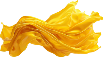 Flowing Yellow Silk Fabric in Motion. png