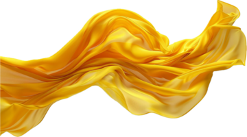 Flowing Yellow Silk Fabric in Motion. png