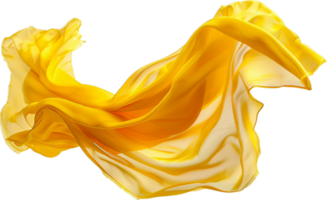 vloeiende geel zijde kleding stof in beweging. png