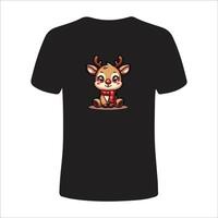 Christmas T-Shirt design with Jacquard knitting. Image of a Santa's deer with red nose vector