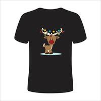 Christmas T-Shirt design with Jacquard knitting. Image of a Santa's deer with red nose vector