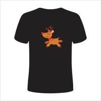 Christmas T-Shirt design with Jacquard knitting. Image of a Santa's deer with red nose vector