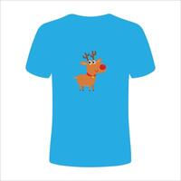 Christmas T-Shirt design with Jacquard knitting. Image of a Santa's deer with red nose vector