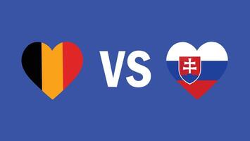 Bélgica y Eslovaquia partido diseño bandera corazón europeo naciones 2024 equipos países europeo Alemania fútbol americano símbolo logo ilustración vector