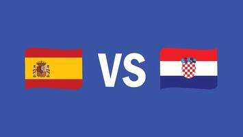 España y Croacia partido diseño bandera emblema europeo naciones 2024 equipos países europeo Alemania fútbol americano símbolo logo ilustración vector