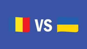 Rumania y Ucrania partido diseño bandera emblema europeo naciones 2024 equipos países europeo Alemania fútbol americano símbolo logo ilustración vector