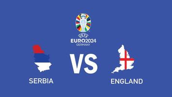 serbia y Inglaterra partido mapa emblema euro 2024 diseño equipos con oficial símbolo logo resumen países europeo fútbol americano ilustración vector