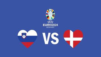 Slovenia And Denmark Match Heart Emblem Euro 2024 Design Teams With Official Symbol Logo Abstract Countries European Football Illustration vector