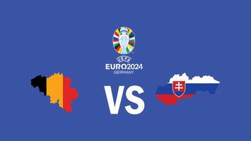 Belgium And Slovakia Match Map Flag Euro 2024 Abstract Teams Design With Official Symbol Logo Countries European Football Illustration vector