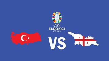 Turkiye And Georgia Match Flag Map Euro 2024 Teams Design With Official Symbol Logo Abstract Countries European Football Illustration vector