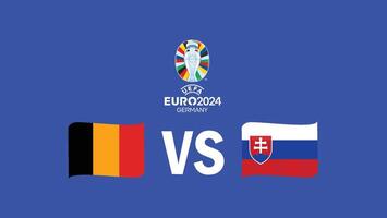 Belgium And Slovakia Match Flag Ribbon Euro 2024 Teams Design With Official Symbol Logo Abstract Countries European Football Illustration vector