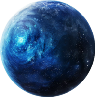 Vibrant Blue Planet with Cratered Surface. png