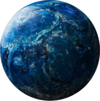 levendig blauw planeet met krater oppervlak. png
