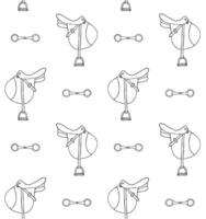 Seamless pattern of horse saddle and bit vector
