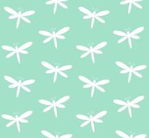 Seamless pattern of dragonfly silhouette vector