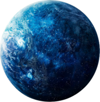 Vibrant Blue Planet with Cratered Surface. png