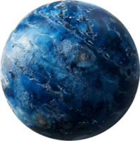 Vibrant Blue Planet with Cratered Surface. png