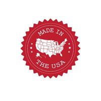 Flat round retro red logo with American map vector
