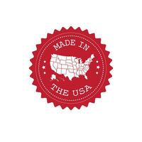 Flat round retro red logo with American map vector