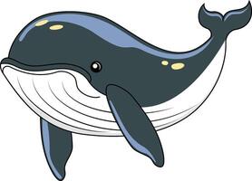 linda grande azul ballena. mar animal pescado submarino en plano sencillo estilo. vector