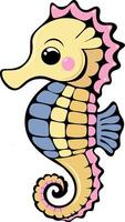 Cute seahorse. Sea animal underwater in flat simple style. vector