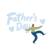 Father's Day cartoon holiday illustration for banner. Father's Day Calligraphy greeting cards. Flat cartoon father characters. Best dad illustration vector